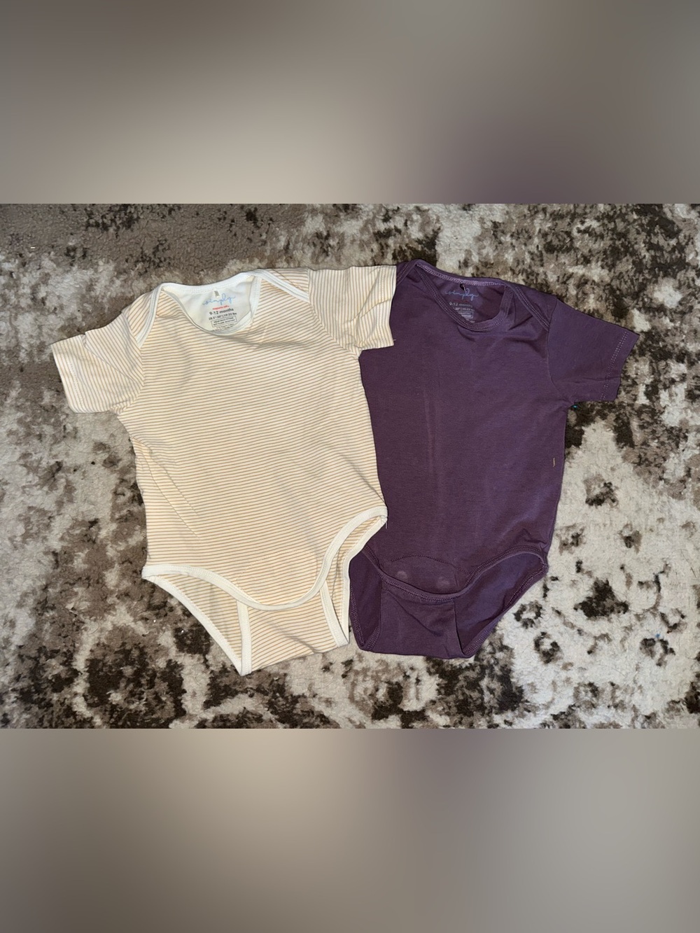 Magnetic Me Organic Baby One-Piece Set — Cream Stripe & Purple